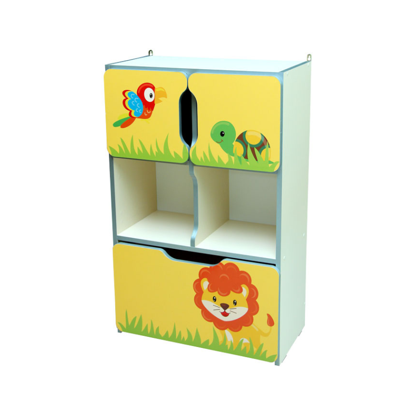 Напівзакрита дитяча стінка "Звірята" елемент №9, матеріал корпусу - ЛДСП, з полицями та шухлядою, для зберігання дитячих речей, АЛМАНТ, 600х300х950 мм.